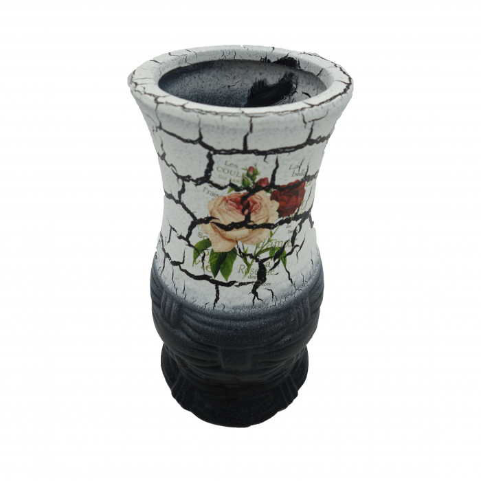 Vază pentru flori, din ceramica, model cu trandafiri, 20 cm [4]
