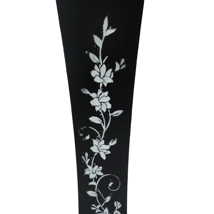 Vază pentru flori, din MDF, 58 cm, negru cu flori albe [5]