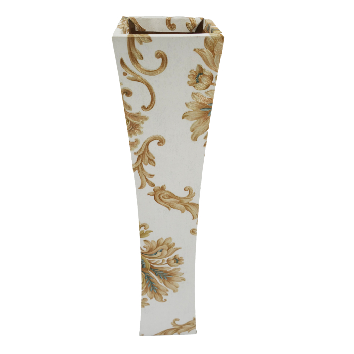 Vază pentru flori, din MDF, 58 cm, alb/auriu [3]