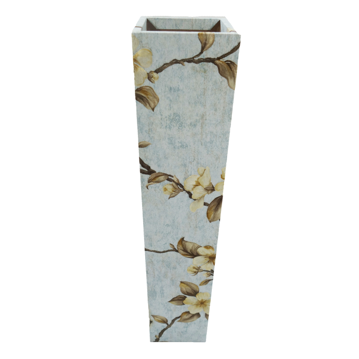 Vază pentru flori, din MDF, 58 cm, albastru deschis cu flori [2]