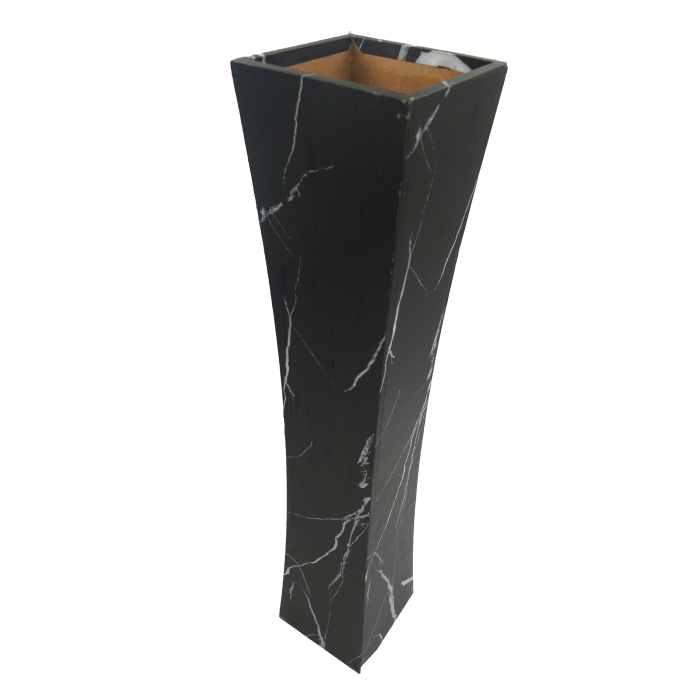 Vază pentru flori, din MDF, 58 cm, negru cu linii albe [5]