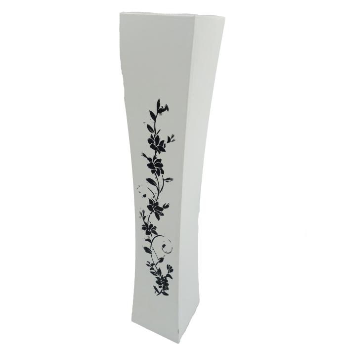 Vază pentru flori, din MDF, 58 cm, alb cu flori negre [4]