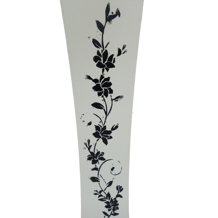 Vază pentru flori, din MDF, 58 cm, alb cu flori negre [5]