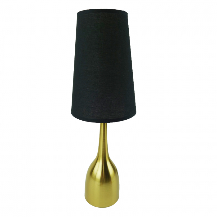Veioză cu suport metalic cu model și abajur textil negru, 36 cm [3]