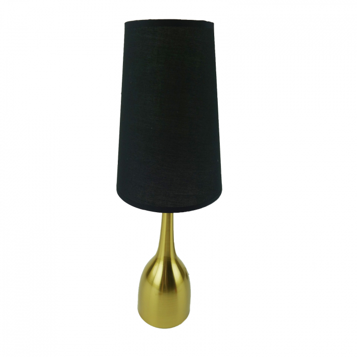 Veioză cu suport metalic cu model și abajur textil negru, 36 cm [4]