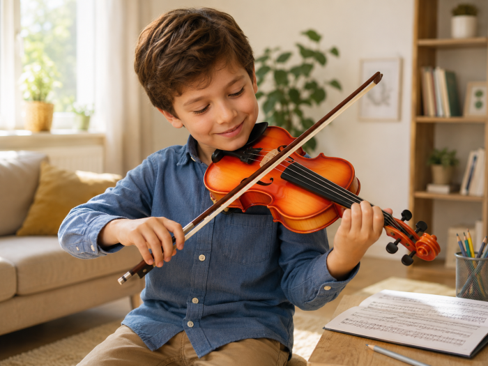 Vioară pentru Copii 50 cm cu Arcuș Inclus, Instrument Muzical de Jucărie, 8+ Ani [7]