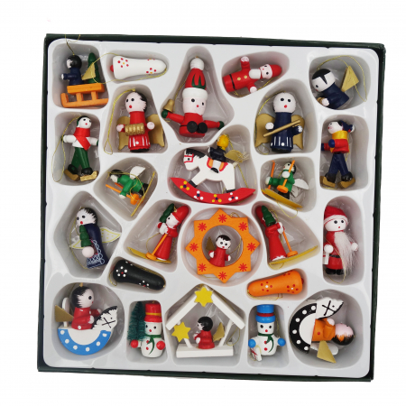 Set 24 bucati figurine din lemn pentru brad [1]