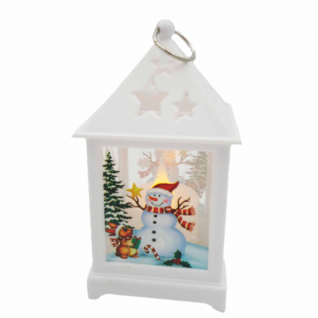Felinar decorativ cu om de zapada si lumanare in interior, 12 cm [5]