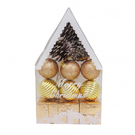 Decoratiuni brad - Set 12 globuri in cutiuta decorativa, 5 cm/bucata