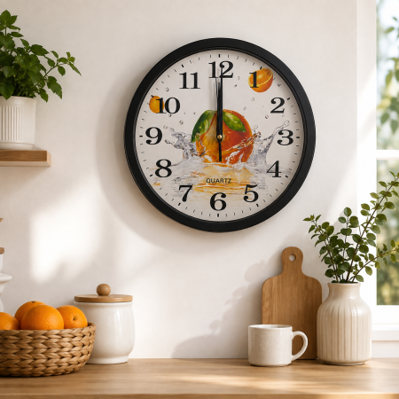 Ceasuri - Ceas de Perete 25 cm cu Mecanism Silențios – Portocale