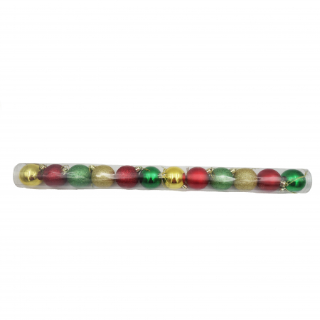 Set 12 globuri colorate, rosu, verde, auriu, 5 cm [1]