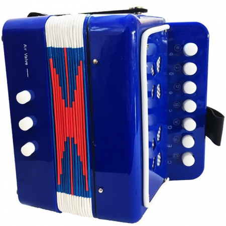 Acordeon de jucărie, 17x17 cm, cu 7 butoane muzicale și sunet realist , albastru [1]