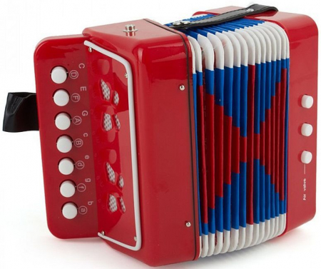 Acordeon de jucărie, 17x17 cm, cu 7 butoane muzicale și sunet realist , rosu [1]