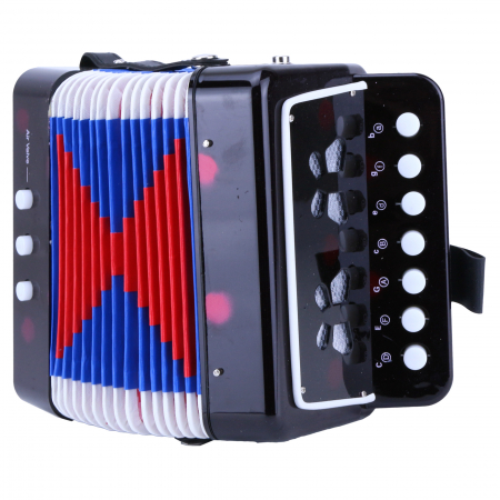 Acordeon de jucărie, 17x17 cm, cu 7 butoane muzicale și sunet realist , negru [0]