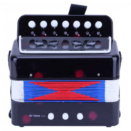 Acordeon de jucărie, 17x17 cm, cu 7 butoane muzicale și sunet realist , negru [1]