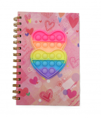 Agenda cu spirala și model pop-it 2 inimioare, colorata, 20 cm [1]