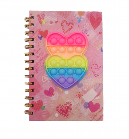 Agende - Agenda cu spirala și model pop-it 2 inimioare, colorata, 20 cm