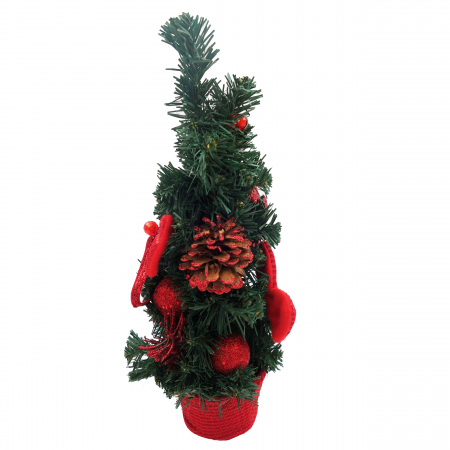 Brad decorativ cu craciunita, rosu, 40 cm [5]
