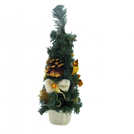 Brad decorativ cu craciunita, auriu, 40 cm [2]