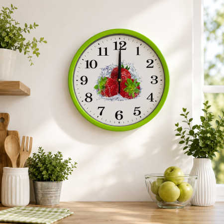 Ceasuri - Ceas de Perete 25 cm cu Mecanism Silențios – Căpșuni