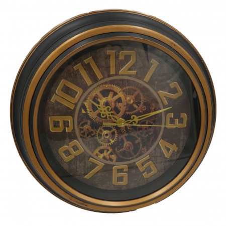 Ceas de perete, design steampunk, 30 cm, negru-auriu [1]