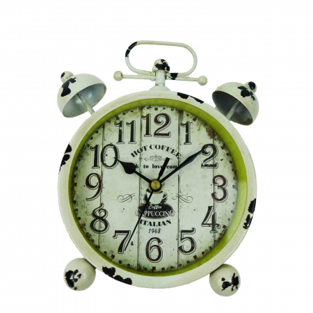 Ceas din metal, de masa, model vintage, alb-verde, 20 cm [2]