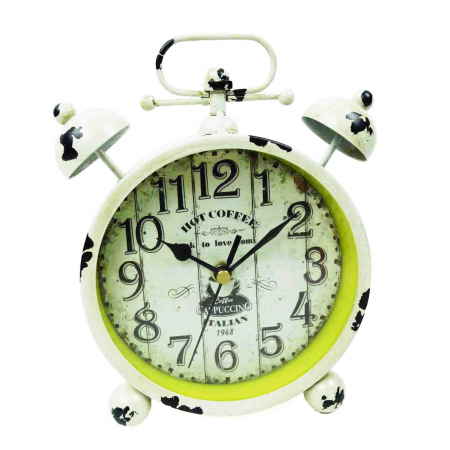 Ceas din metal, de masa, model vintage, alb-verde, 20 cm [1]