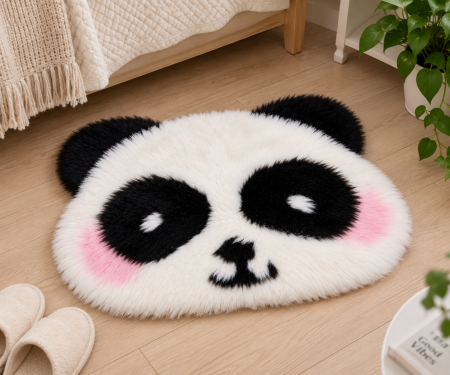 Covoare - Covor Panda din blana artificiala pufos 60x90 cm