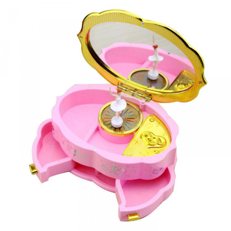 Cutie muzicala, pentru bijuterii, cu balerina dansatoare si muzica, roz, 18 cm [1]