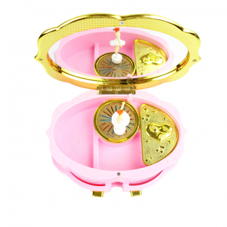 Cutie muzicala, pentru bijuterii, cu balerina dansatoare si muzica, roz, 18 cm [3]
