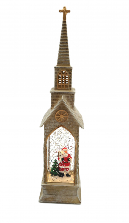 Felinare si decoratiuni - Decoratiune în formă de biserică, Moș Crăciun, 23 cm