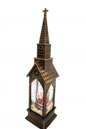 Decoratiune în formă de biserică, Moș Crăciun cu Brad, Maro, 23 cm [1]