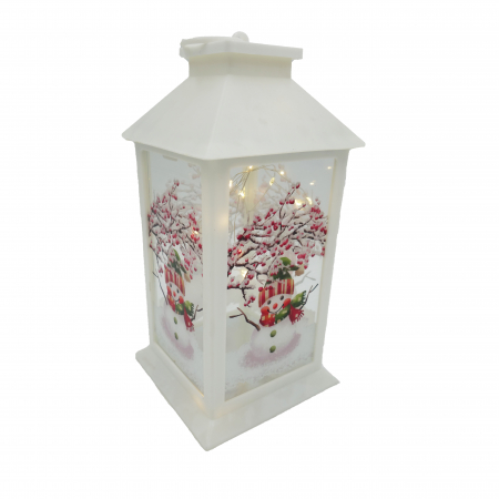 Felinar metalic, model om de zapada cu luminite, alb, 30 cm [1]