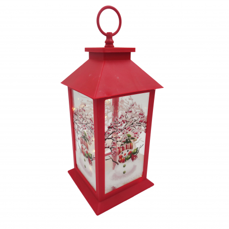 Felinar metalic, model om de zapada cu luminite, rosu, 30 cm [5]