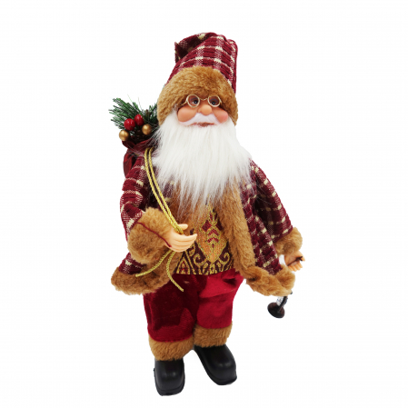Figurina Moș Crăciun, costum roșu cu auriu, 35 cm [2]