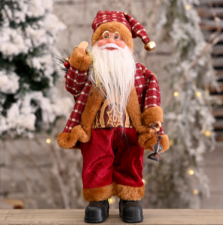 Figurine - Figurina Moș Crăciun, costum roșu cu auriu, 35 cm