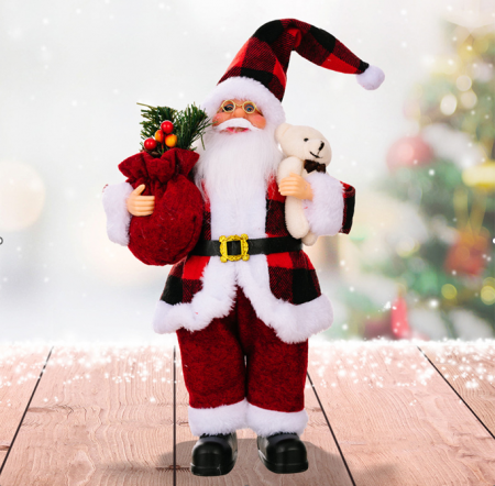 Figurine - Figurina Moș Crăciun cu ursuleț polar, 35 cm
