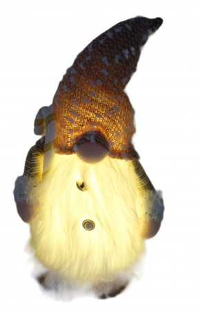 Figurina, spiriduș decorativ cu baston, lumini și barbă lungă, 35 cm [4]