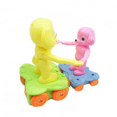 Jucarii - Pereche de catei dansatori, cu sunete si luminite, 14 cm