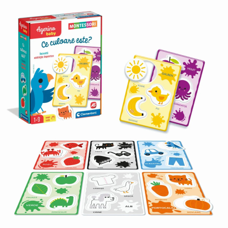 Jucarii educative - Joc Montessori Agerino Baby Clementoni, Recunoașterea Culorilor, 32 de cartonașe, 6 ani+