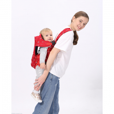 Marsupiu 6 în 1 cu desene, multifunctional, reglabil, 0-36 luni, max 20 kg, rosu [2]
