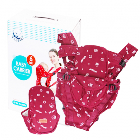 Marsupiu 6 în 1 cu desene, multifunctional, reglabil, 0-36 luni, max 20 kg, rosu [1]