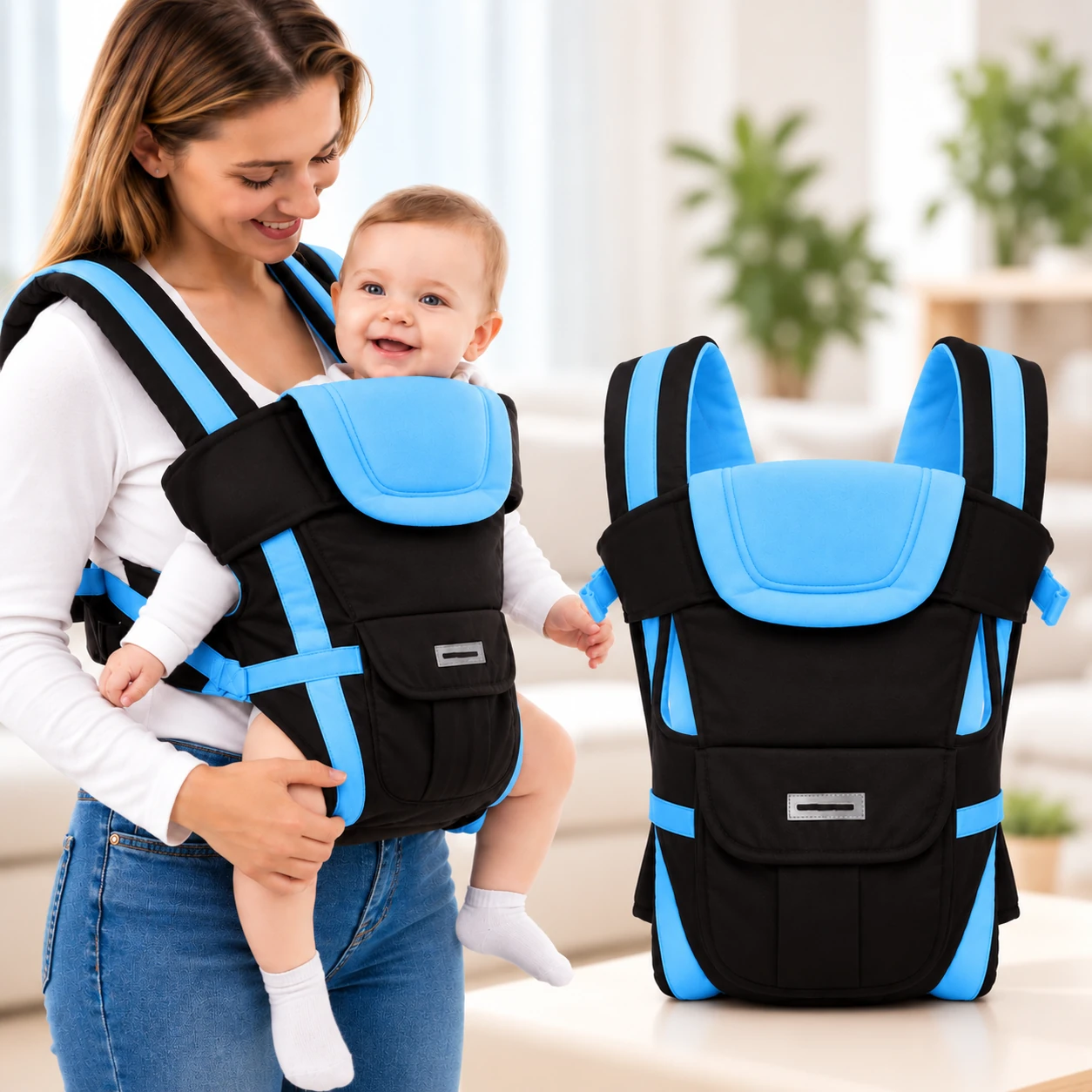 Bebe - Marsupiu Willbaby pentru bebeluși, cu design ergonomic și ventilație 3D, albastru