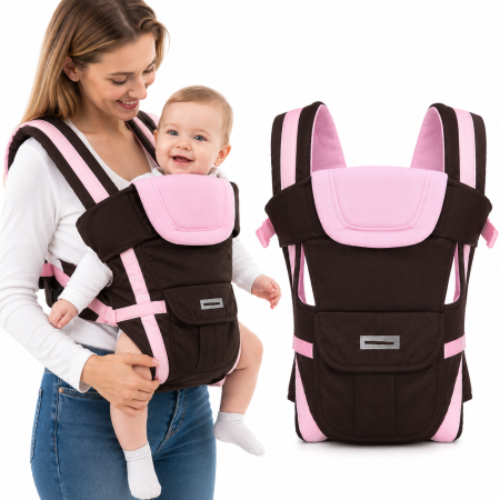 La plimbare - Marsupiu Willbaby pentru bebeluși, cu design ergonomic și ventilație 3D, roz