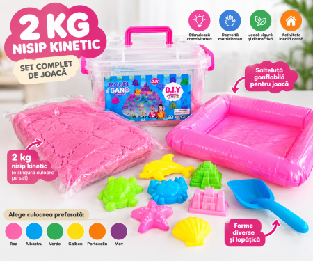 Nisip Kinetic - Nisip Kinetic 2 kg cu Salteluță și Forme | Sebicel