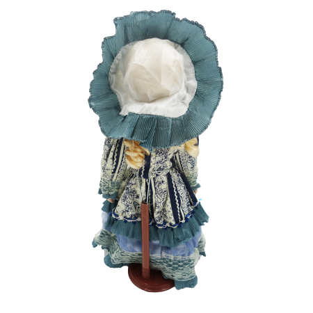 Păpușă de colecție, din porțelan, rochie victoriană, cu suport, alb-albastru, 45 cm [1]