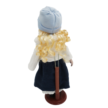 Păpușă de colecție, din porțelan, rochie vintage, 35 cm, alb/albastru [3]