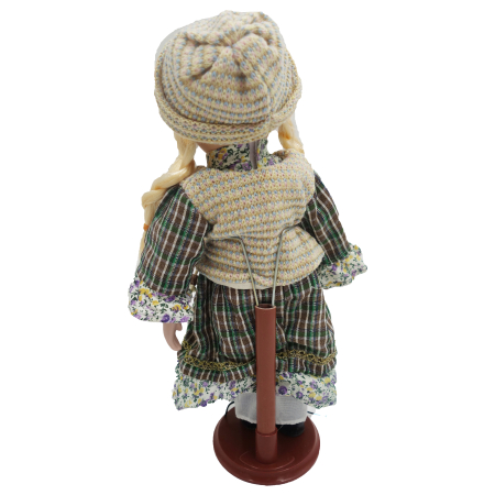 Păpușă de colecție, din porțelan, rochie vintage, 35 cm, verde floral, model pupic [2]