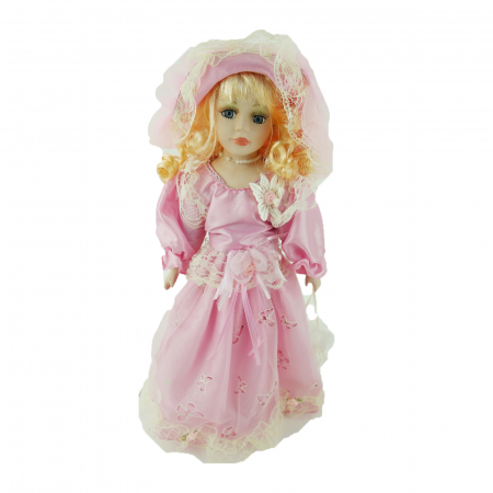 Papusa de colectie, stil Victorian, cu suport, roz, 40 cm [2]