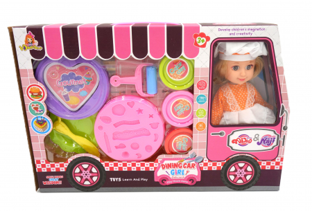 Jucarii creative - Păpușă interactivă cu plastilină și forme, ambalaj în formă de mașină, 25 cm